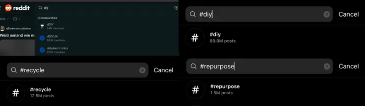 Instagram / Reddit hashtag counts